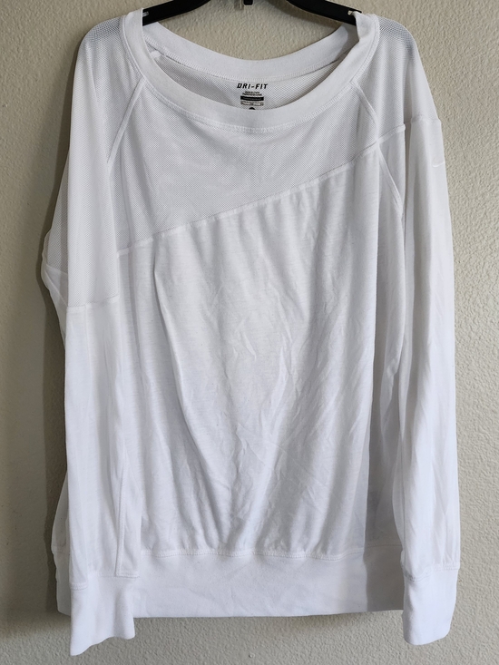 Nike Tops - Nike Dri-Fit White Mesh Asymmetrical Pullover Sweatshirt XL